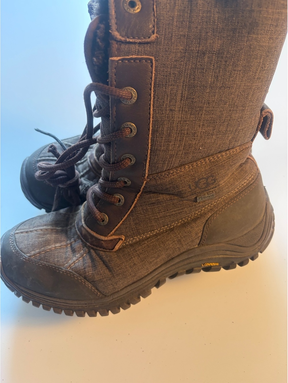 UGG Brown Waterproof Winter Boots with Lace-Up Design